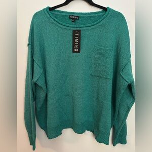 Timing Ellis Boat Neck Pocket Sweater Medium Green NWT